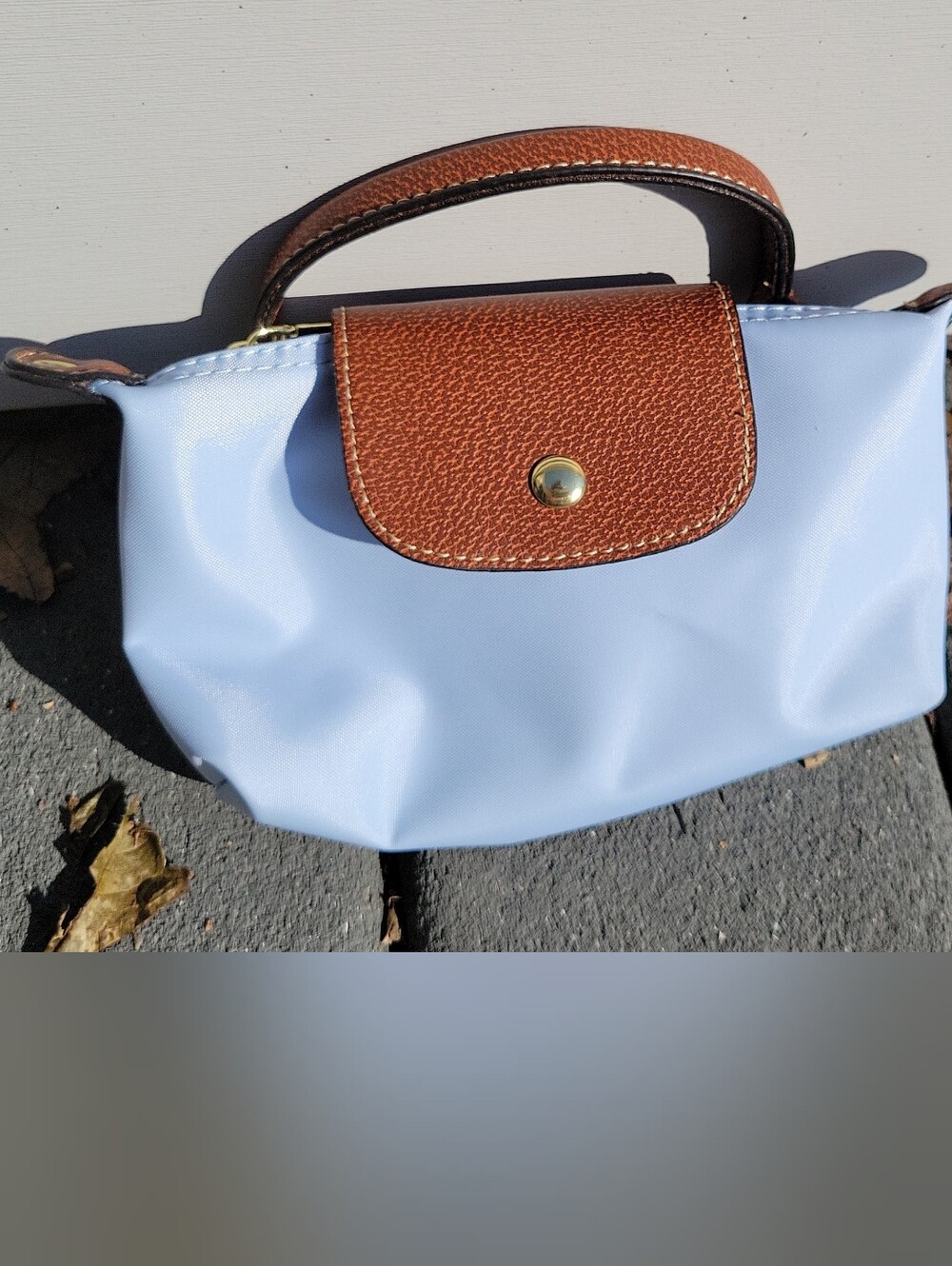 Light Blue and Brown Women's Top-Handle Bag